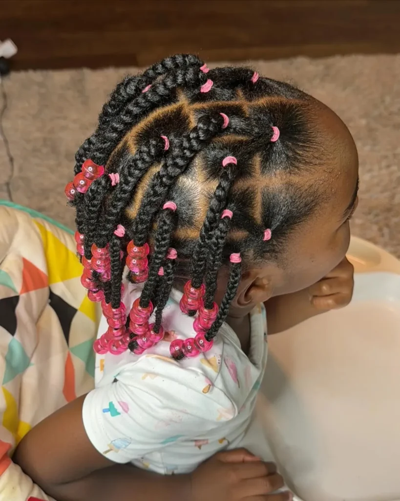 4C Pink Bead Braids