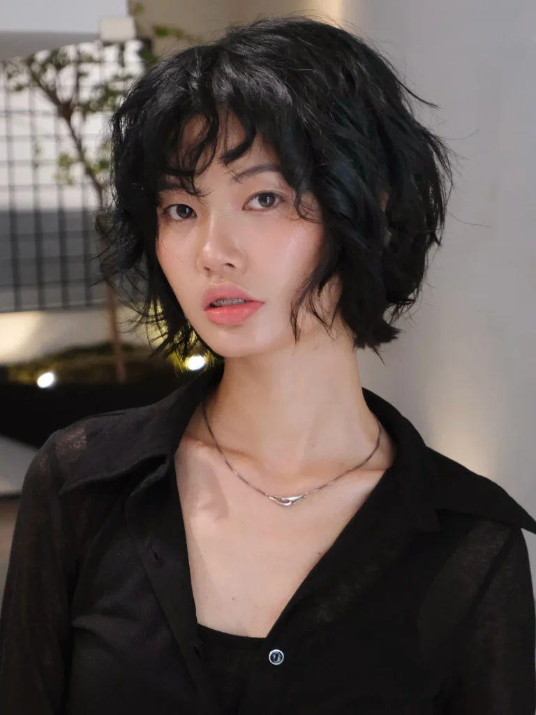 Airy Curled Shaggy Bob