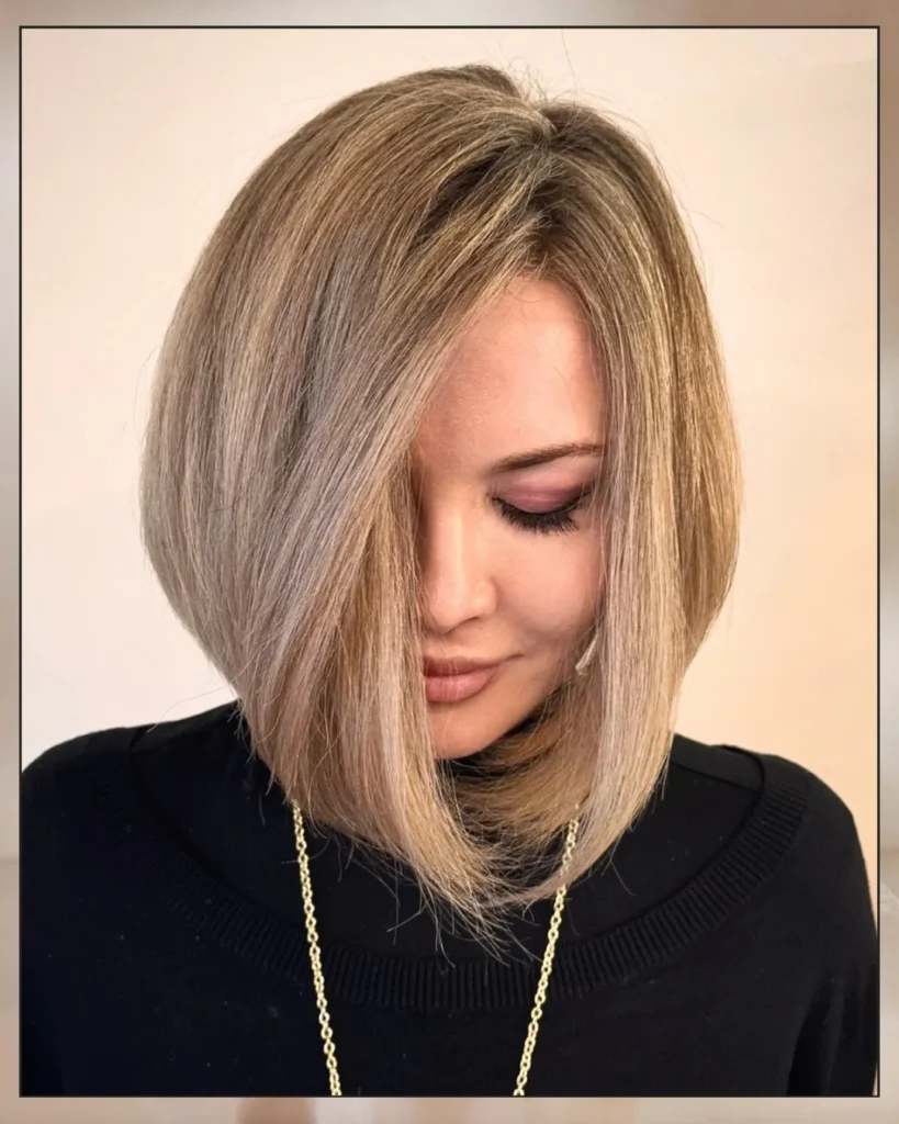 Angled Blonde Sleek Bob