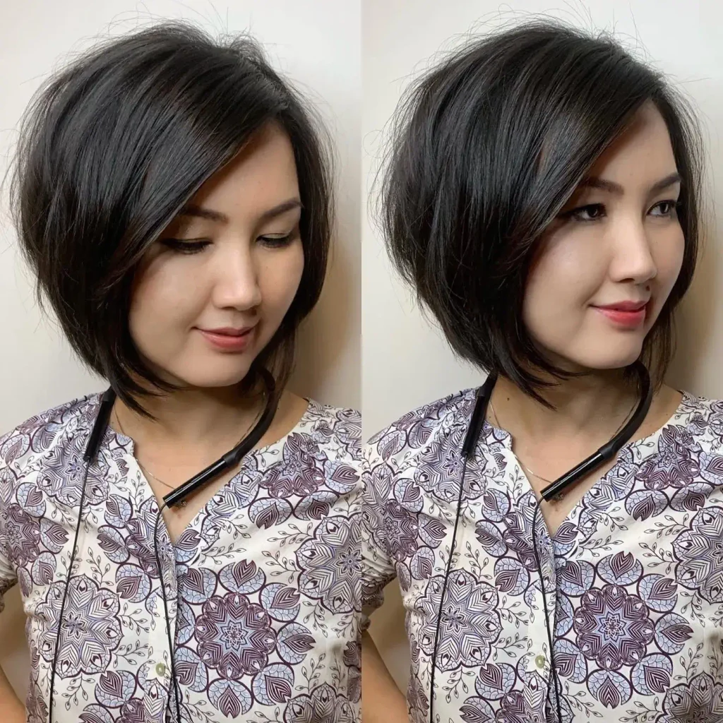Angled Side Part Bob