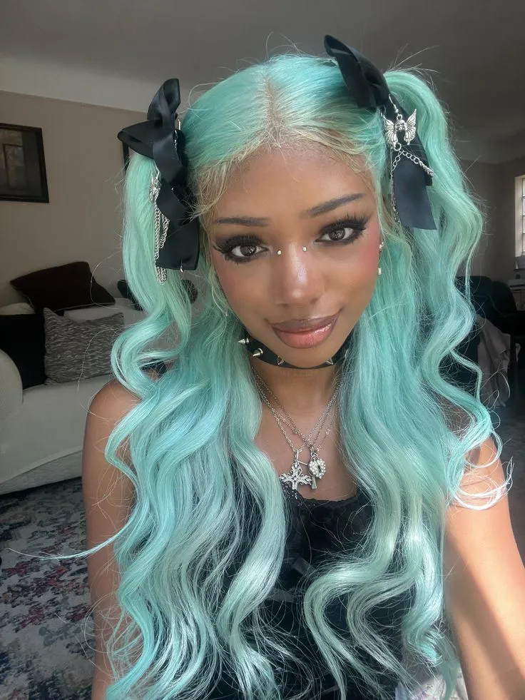 Aqua Gothic Pigtail Waves