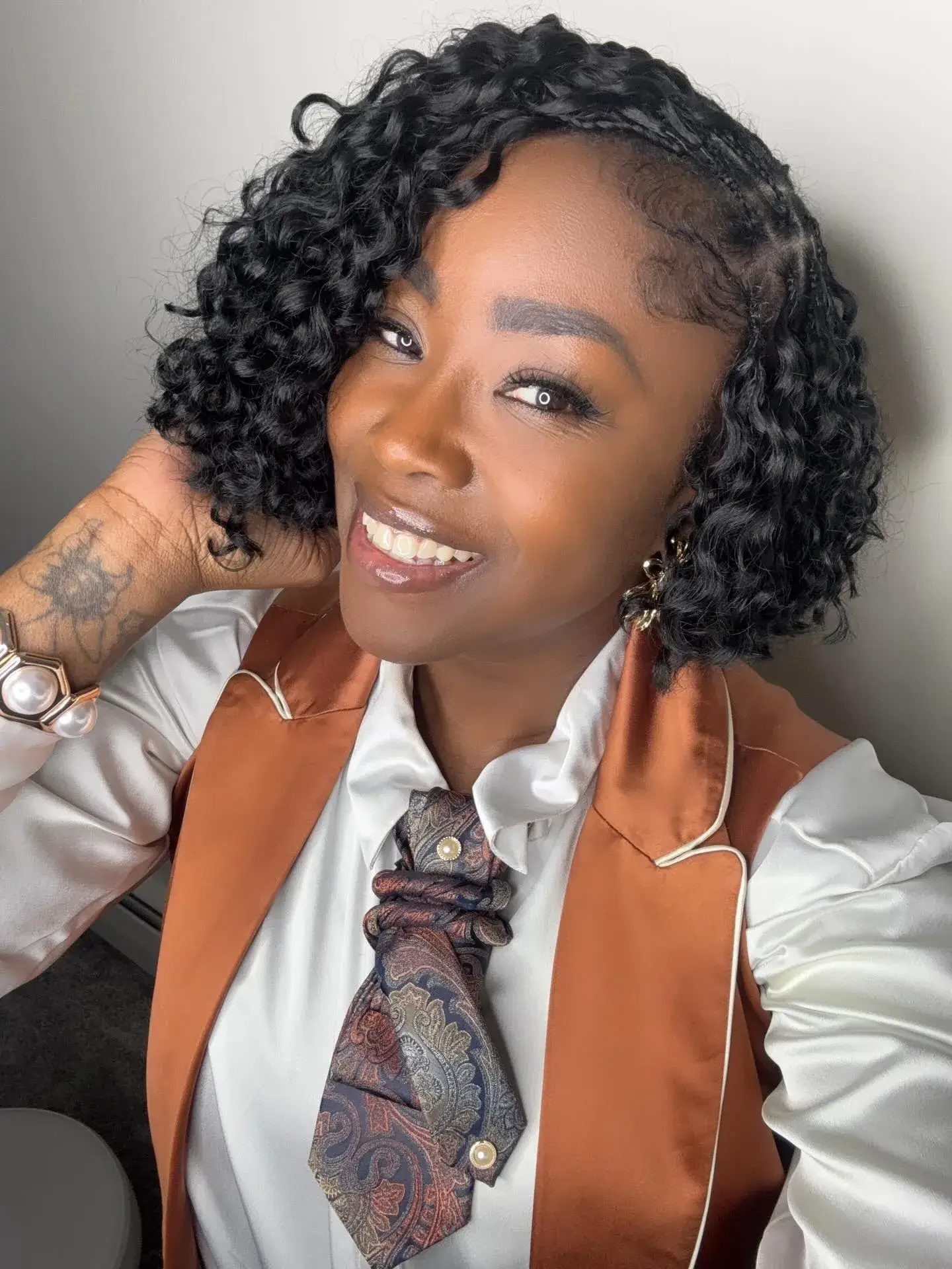 Asymmetrical Curly Braid Bob