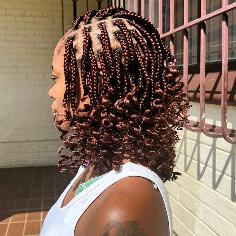 Auburn Curly Tip Box Braids