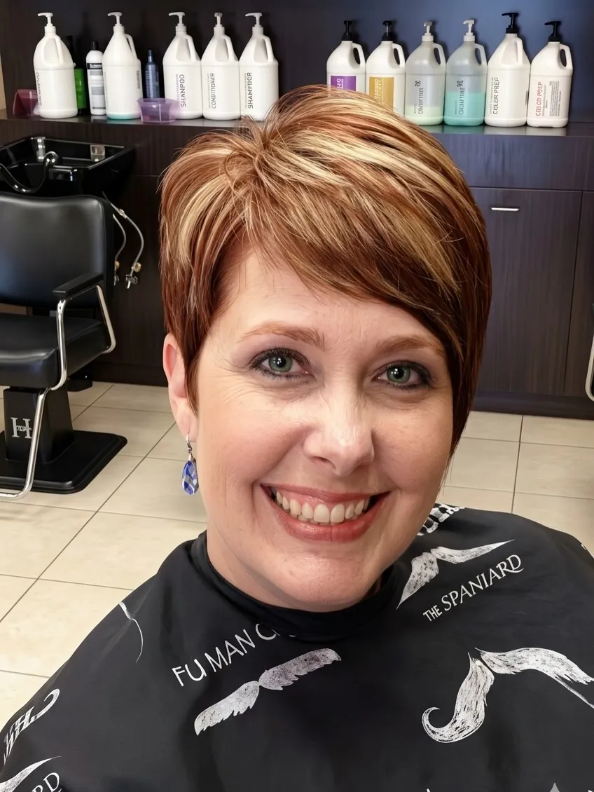 Auburn Side Swept Pixie