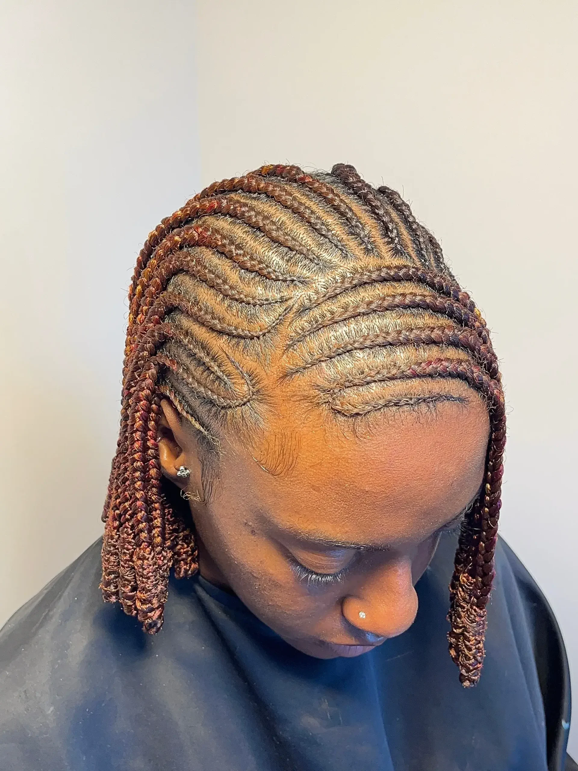 Auburn Wave Pattern Cornrows