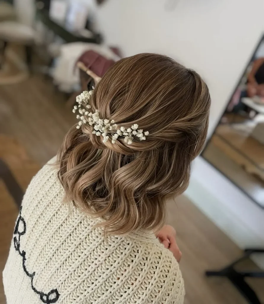 Baby’s Breath Twisted Half-Up Updo