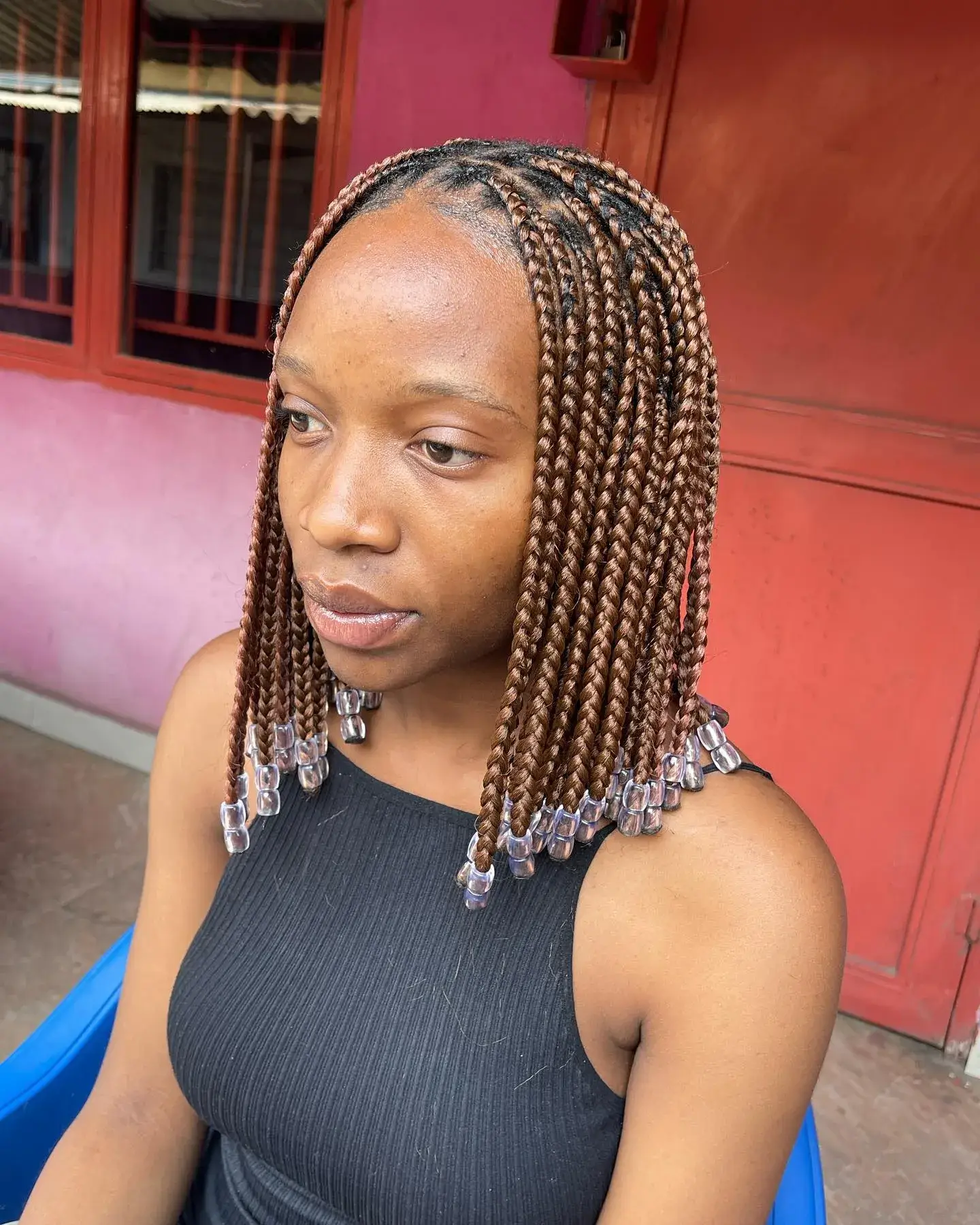Beaded Shoulder Length Box Braids