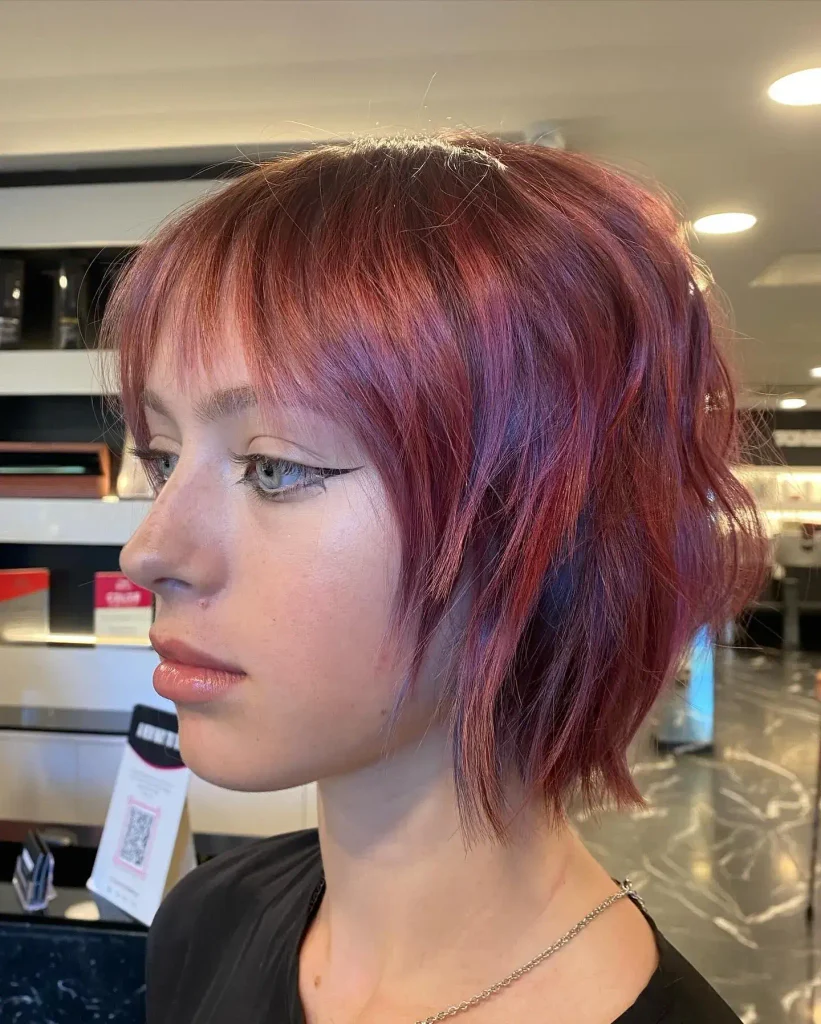 Berry Textured Shaggy Bob