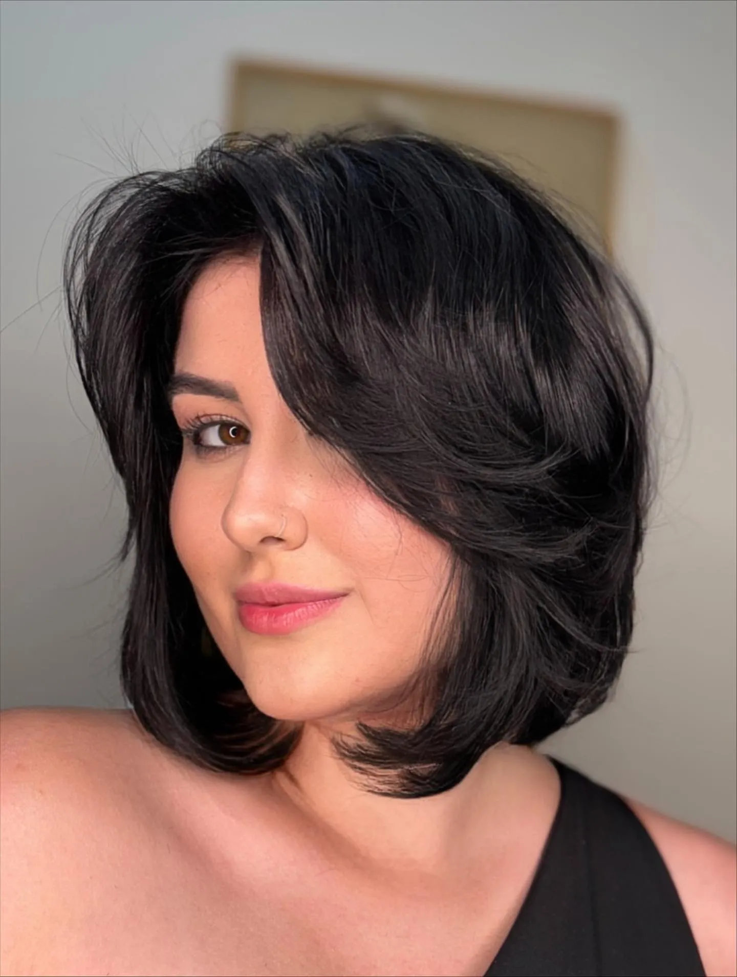 Black Face Framing Layered Bob