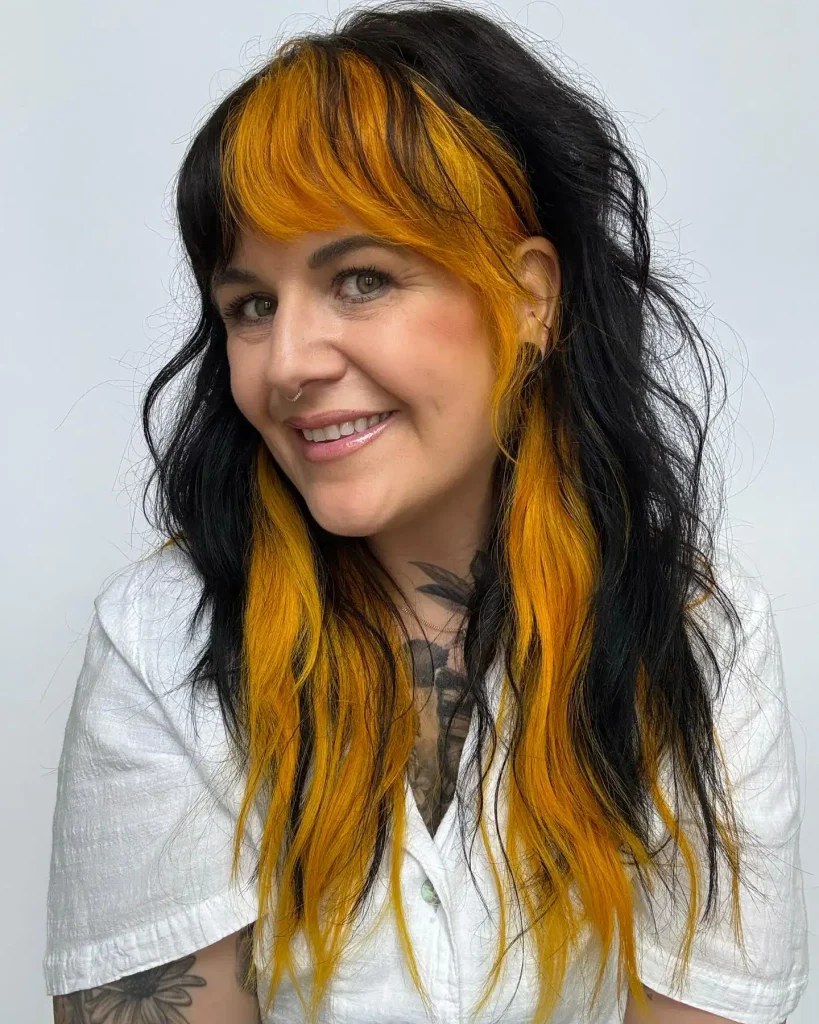 Black Orange Shag Cut