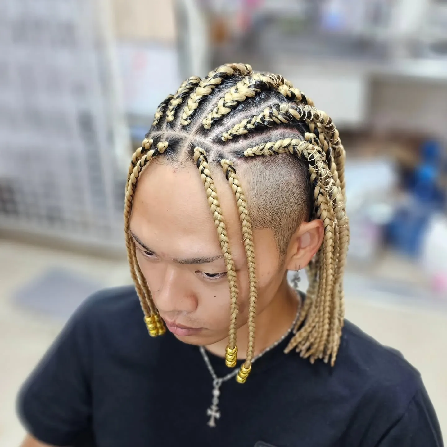 Blonde Braided Shaved Undercut