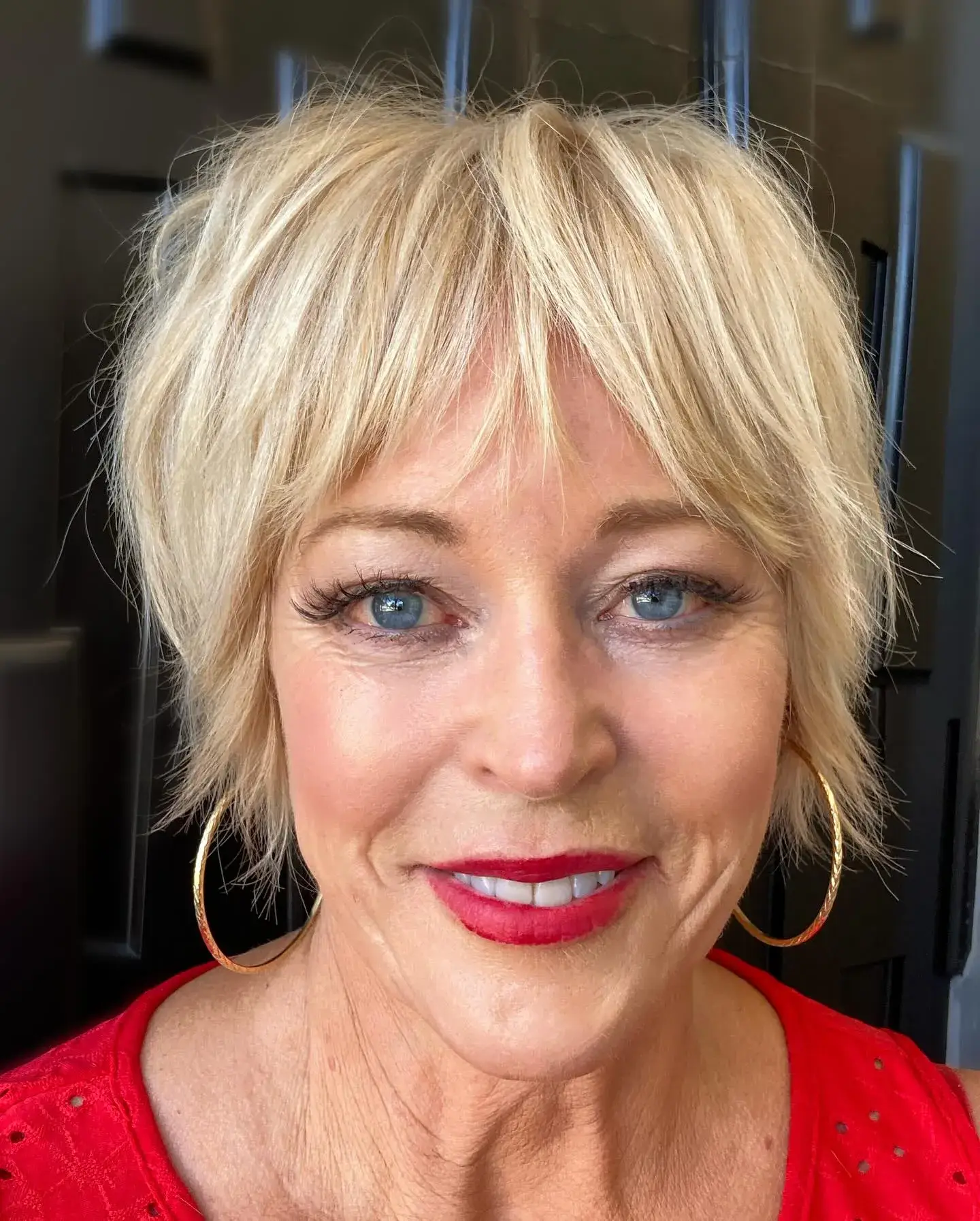 Blonde Feathered Bangs Bob