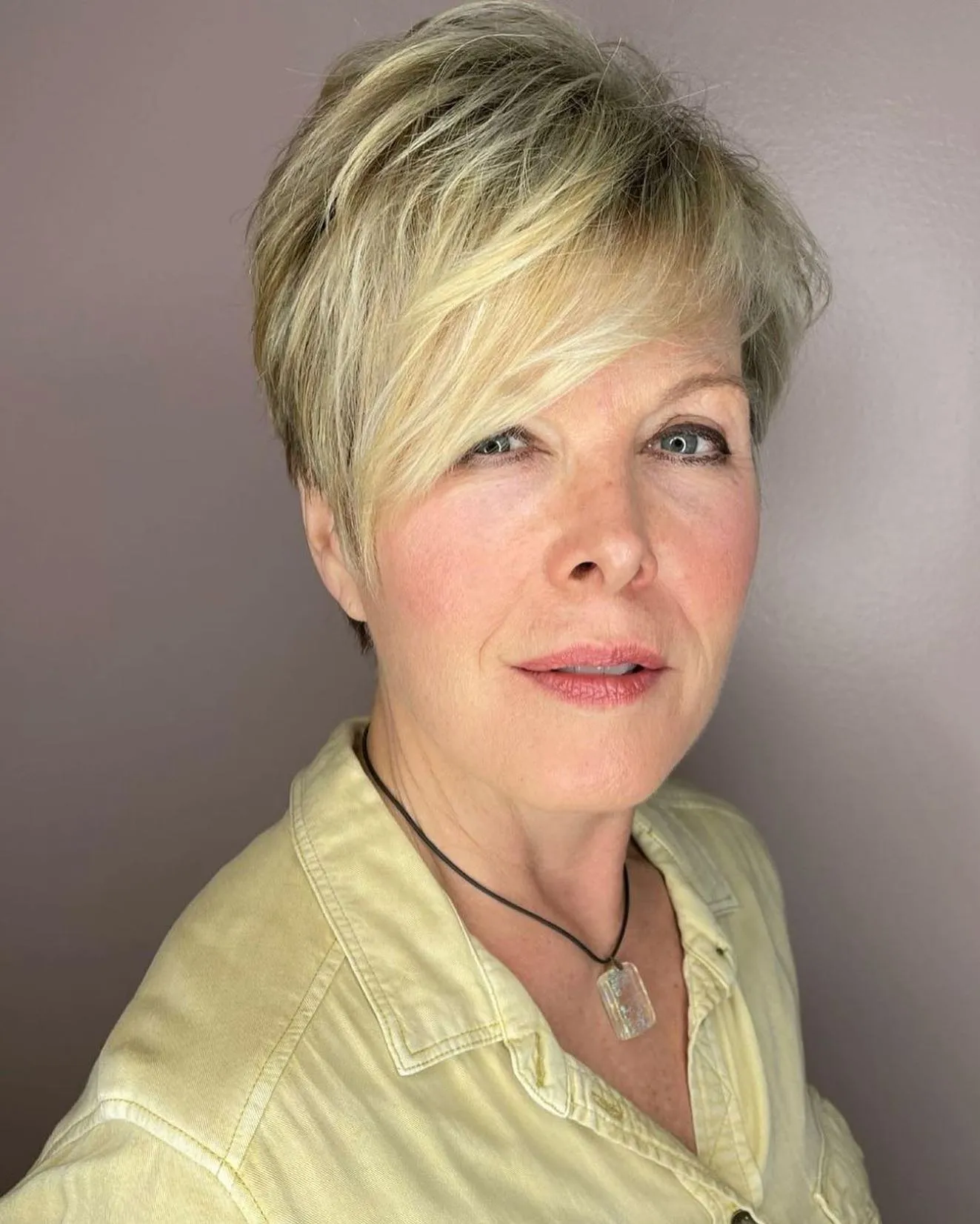 Blonde Side Swept Fringe Pixie