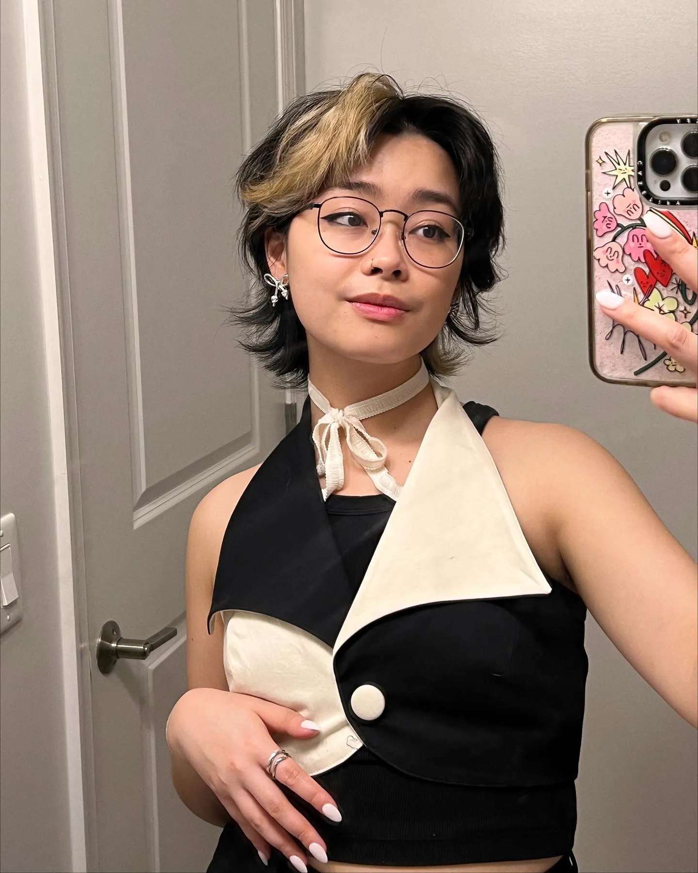 Blonde Streak Wolf Cut