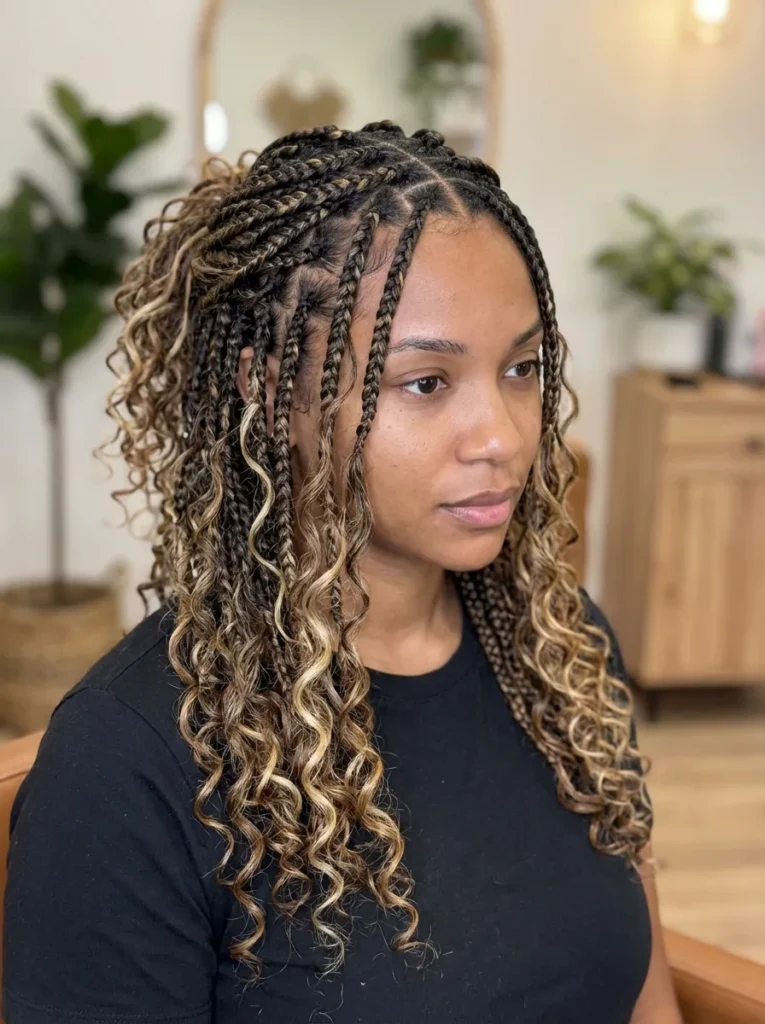 Boho Braids with Highlights