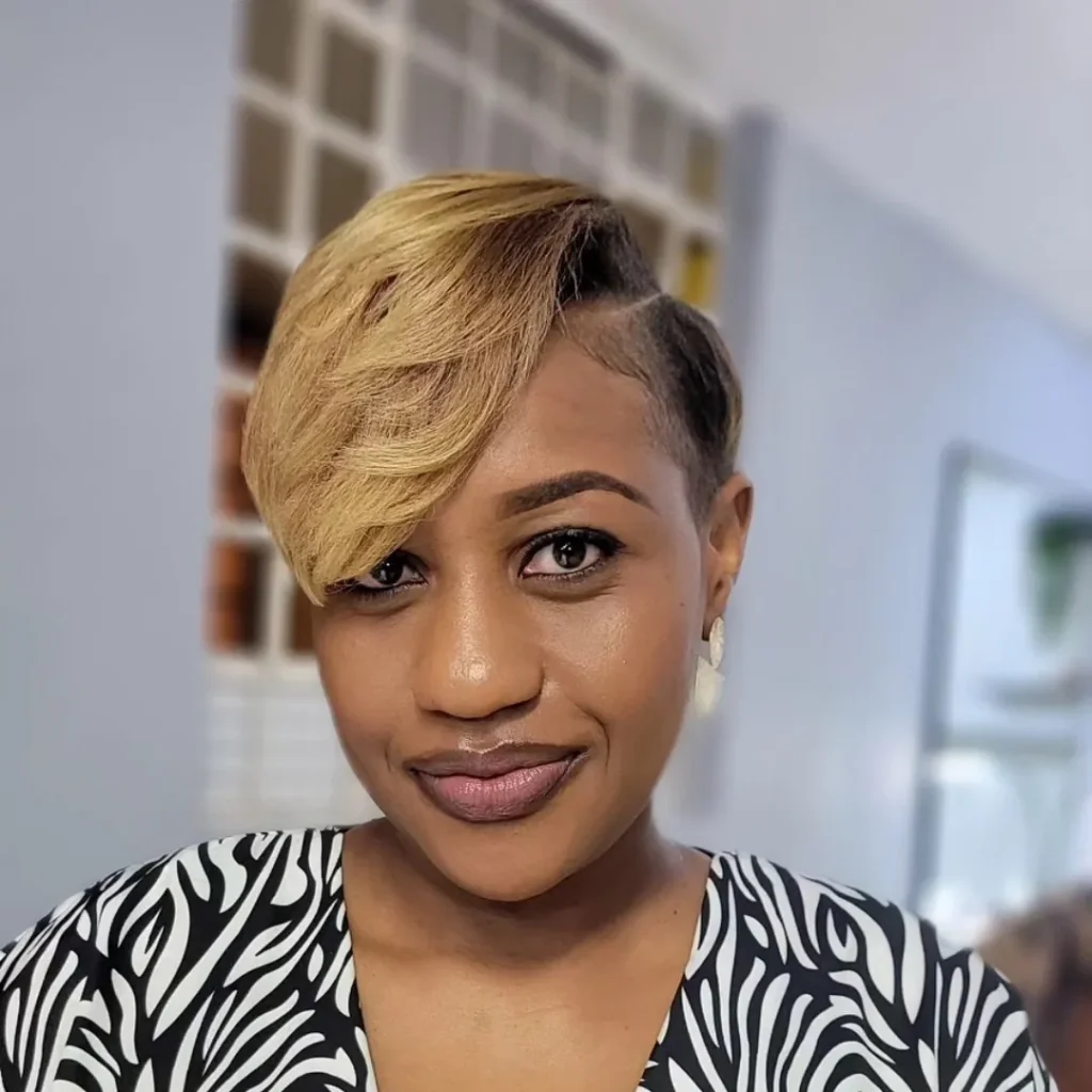Bold sculpted swoop bangs