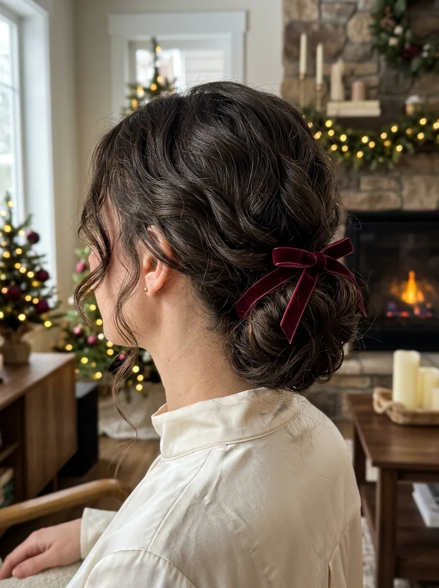 Bow Accent Messy Chignon