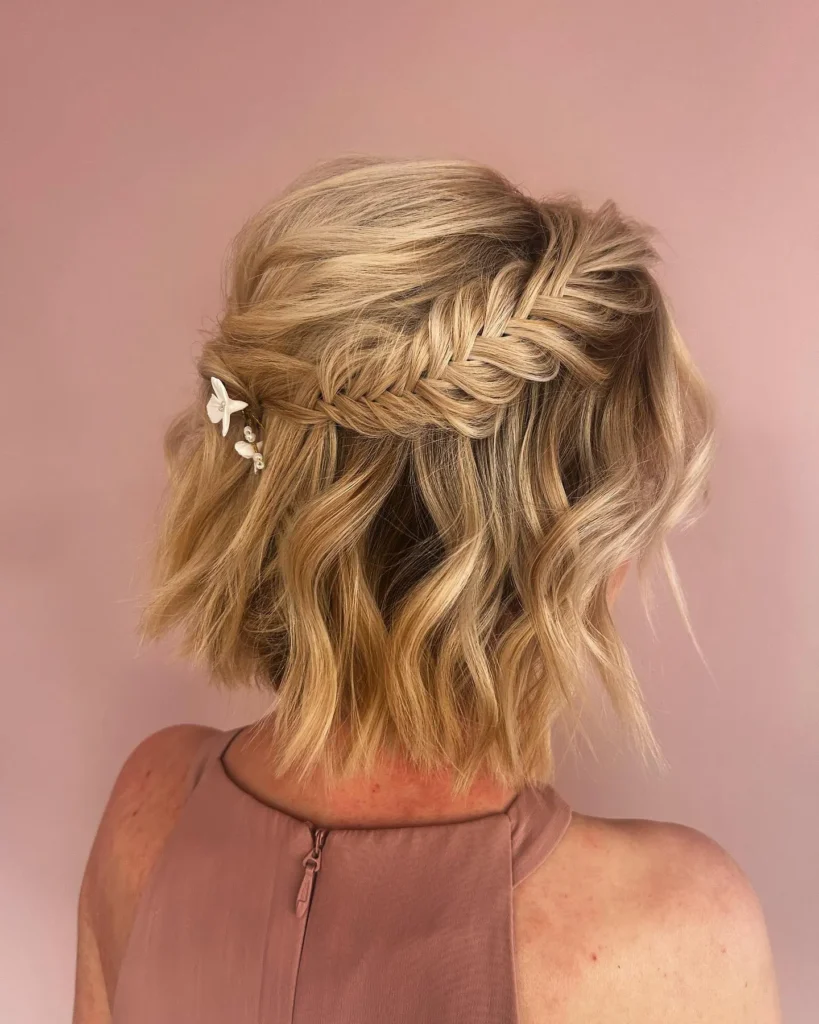 Braided Crown Bob Half-Up Updo