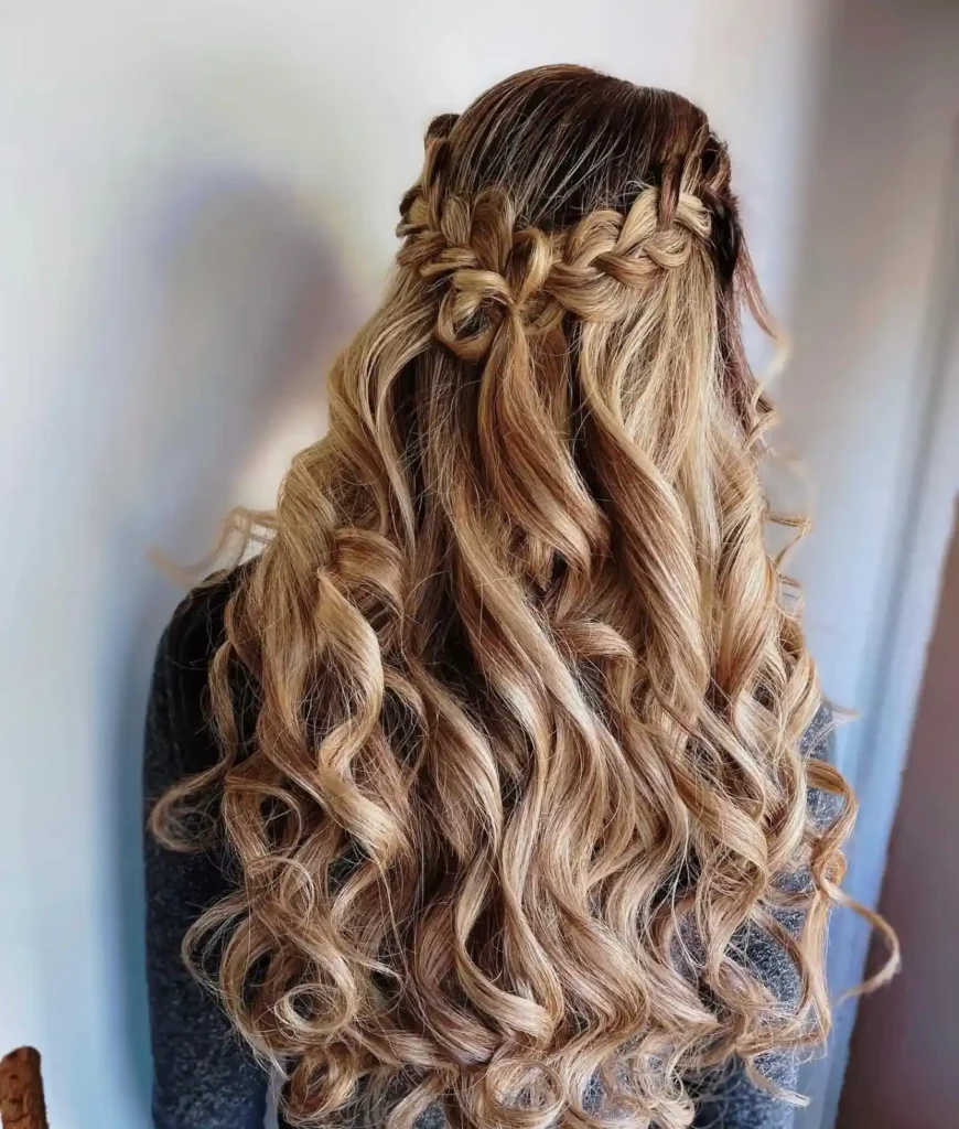 Braided Crown Loose Curls