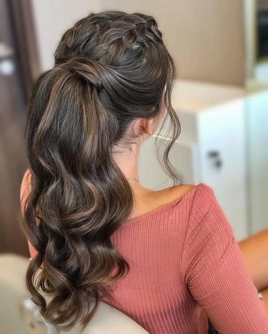 Braided Crown Wavy Pony