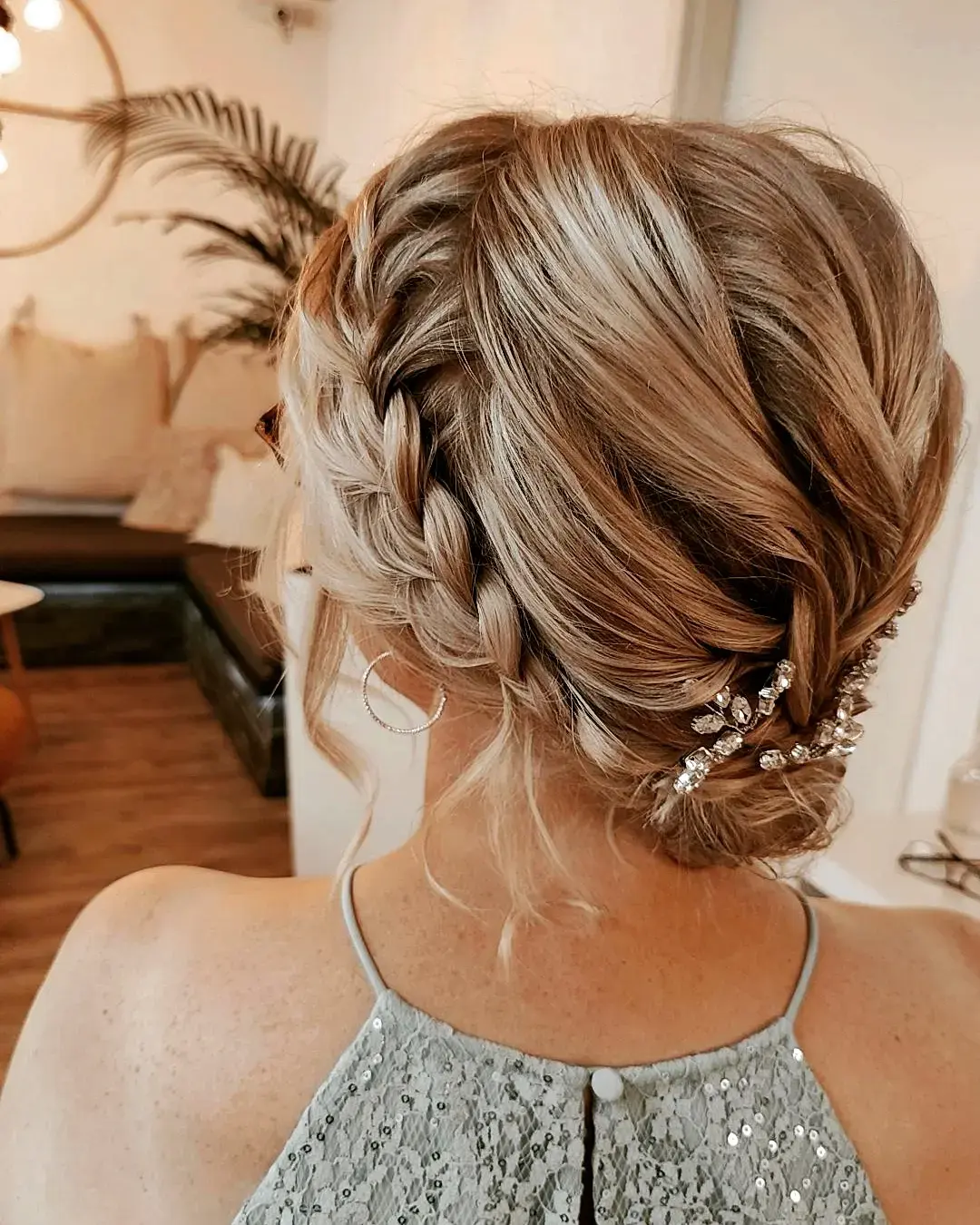 Braided Crystal Low Chignon