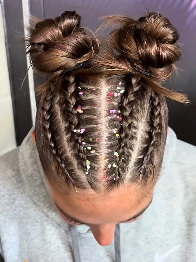 Braided Double Space Buns