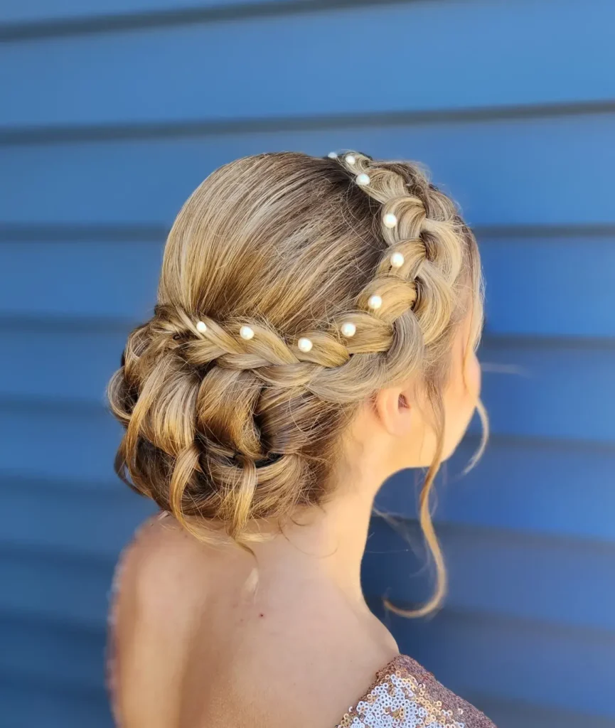 Braided Low Bun Pearl Style