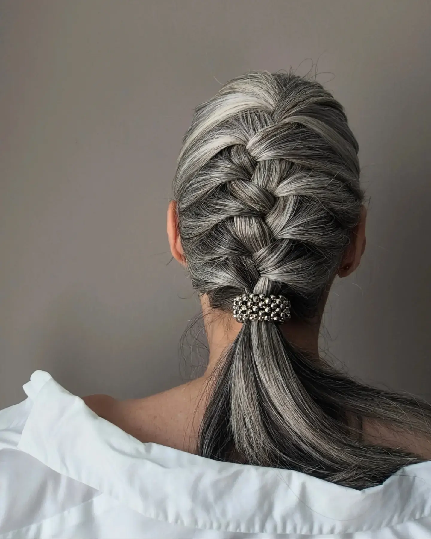 Braided Silver Ponytail