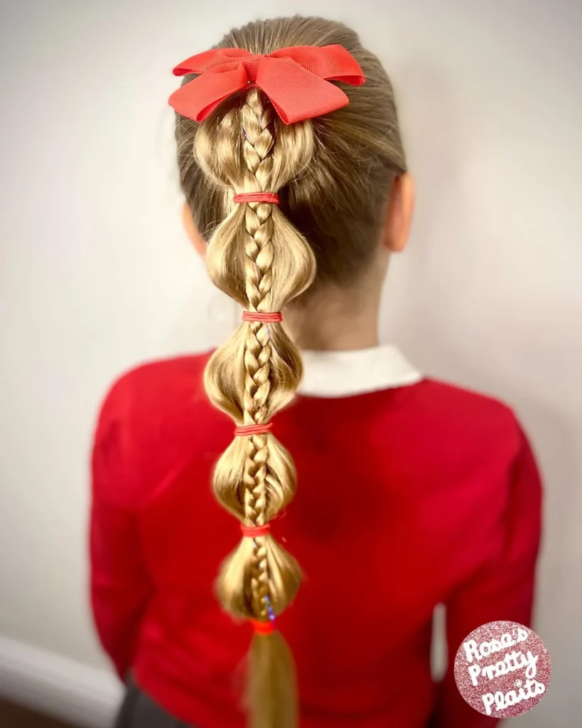 Bubble Braid Ribbon Ponytail