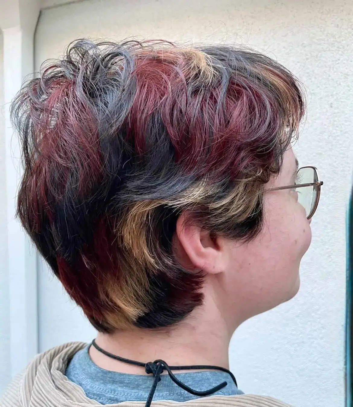 Burgundy Blonde Layered Shag
