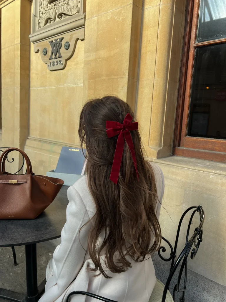 Burgundy Bow Half-Up