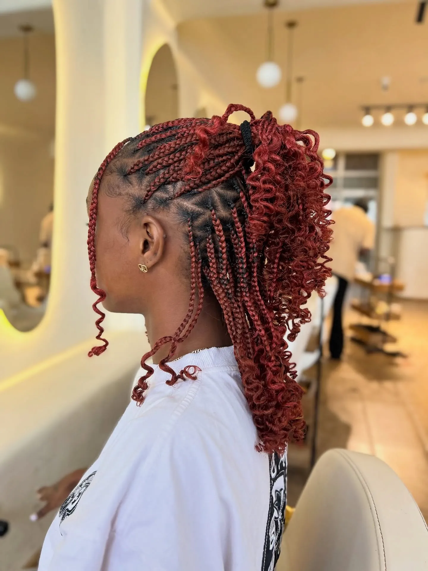 Burgundy Curly Braided Ponytail