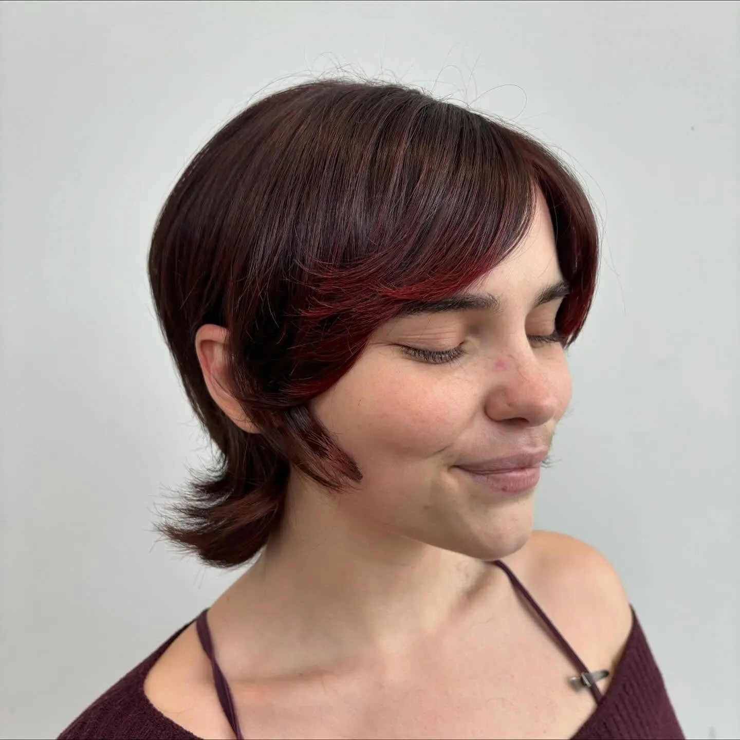 Burgundy Highlighted Butterfly Bob
