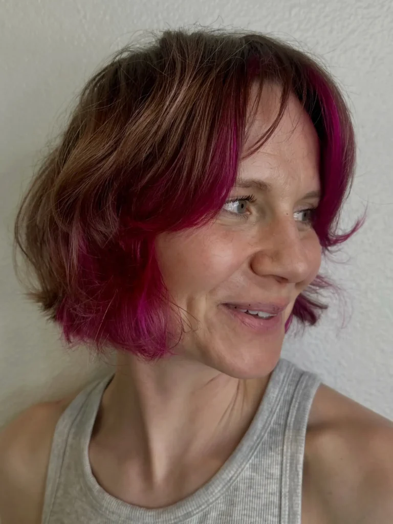 Burgundy Pink Framing Layered Bob