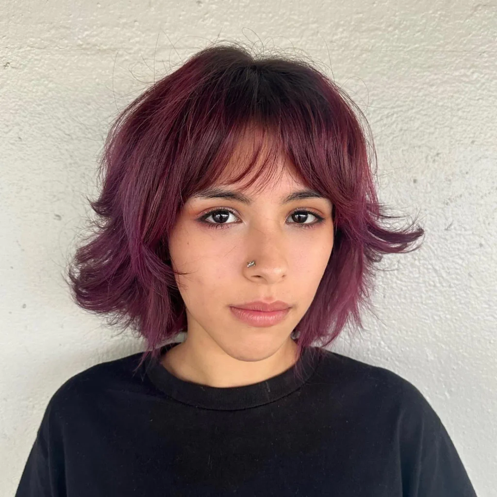 Burgundy Shaggy Bob