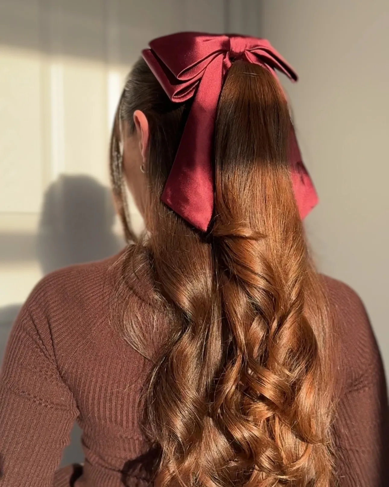 Burgundy Statement Bow Ponytail
