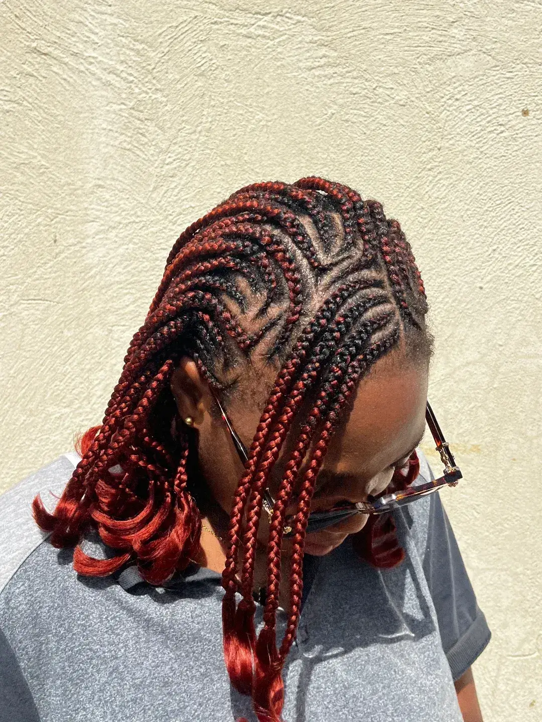 Burgundy Swirl Cornrow Bob