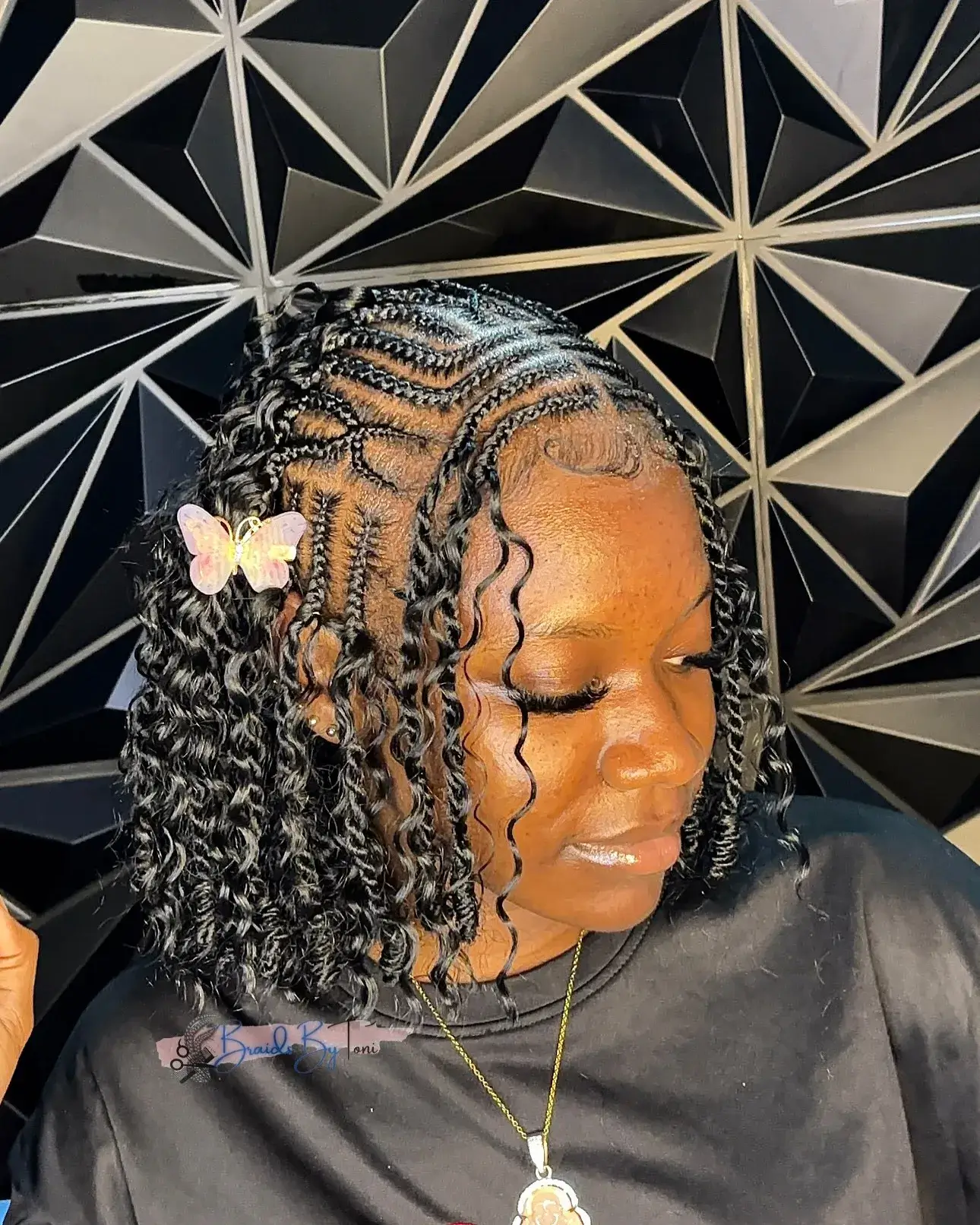 Butterfly Clip Curly Bob Braids