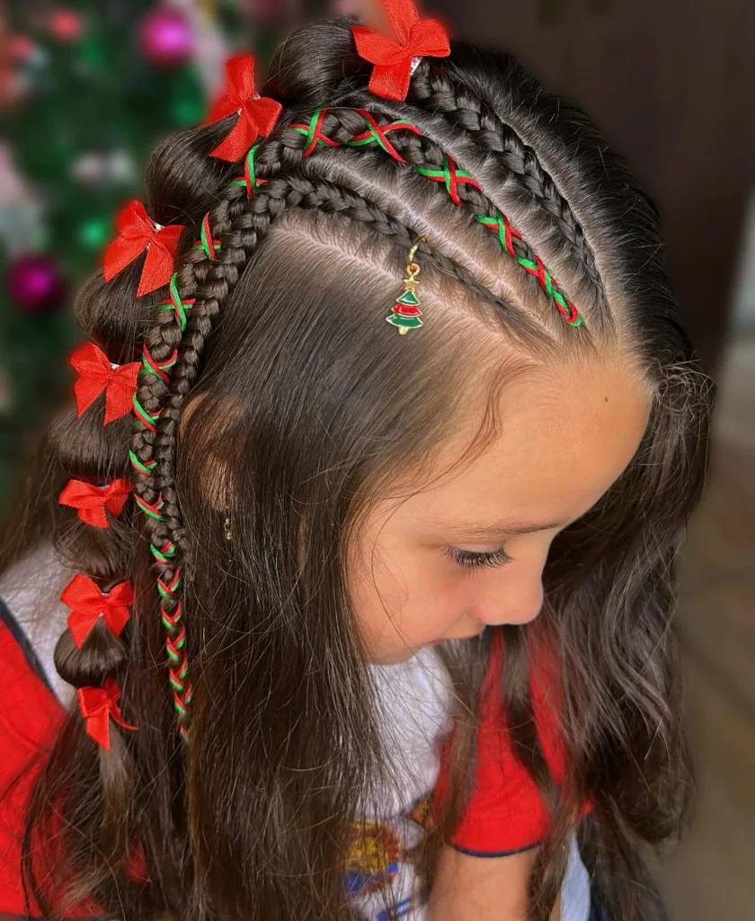 Candy Cane Braided Buns