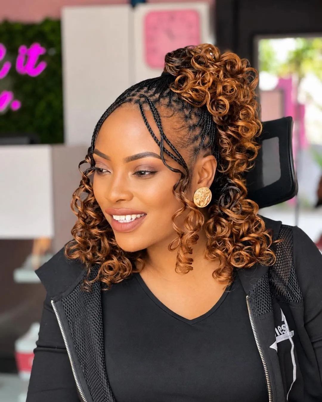 Caramel Curl Braided Pony