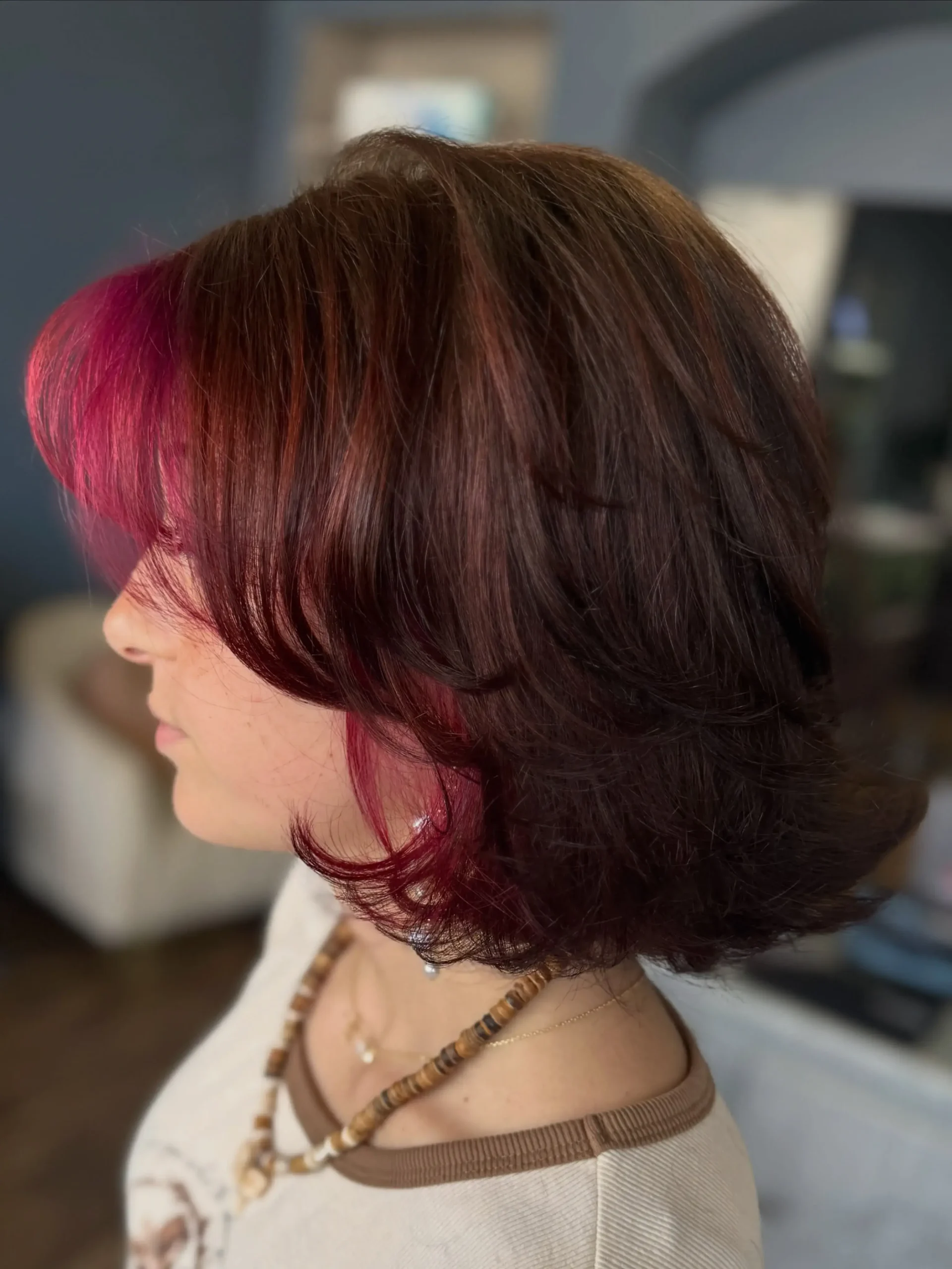 Cherry Red Layered Shag Bob