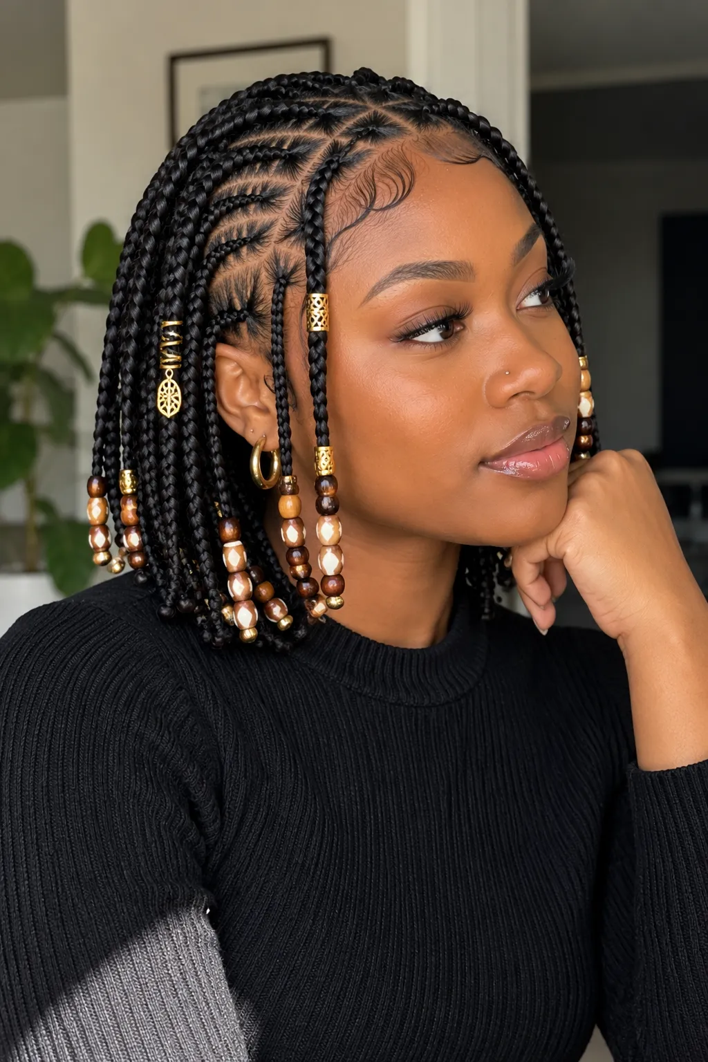 Chin Length Fulani Braids