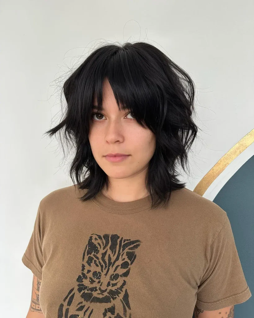 Choppy Black Shag Cut