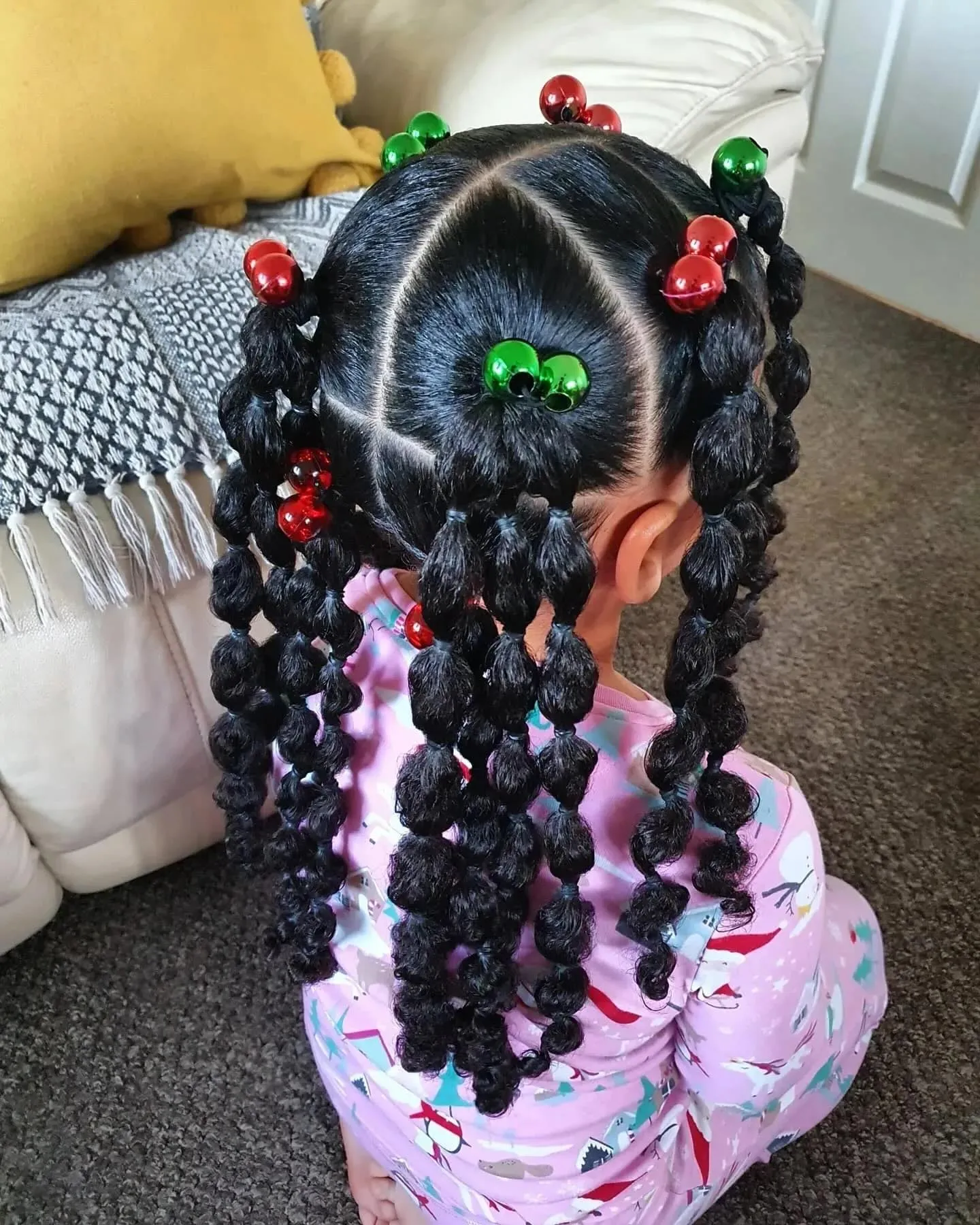 Christmas Beaded Bubble Braids