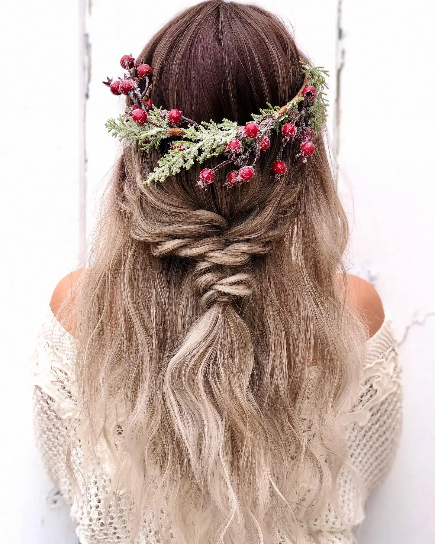 Christmas Berry Half Up Braid