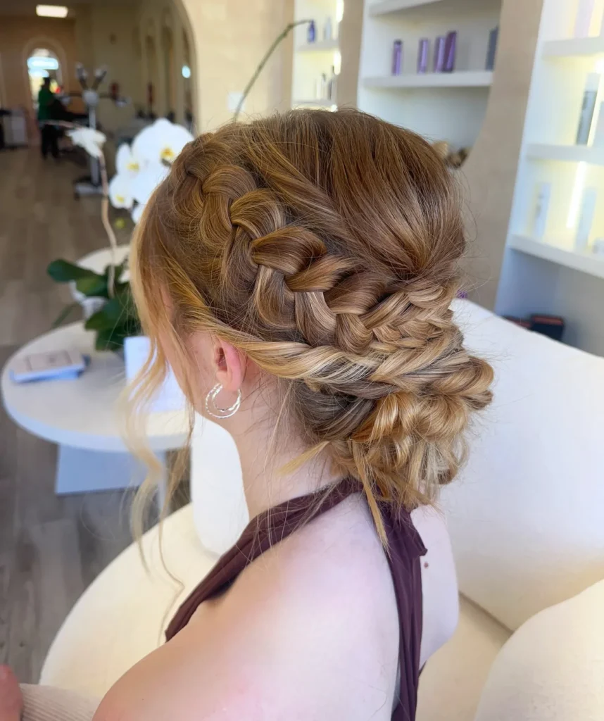 Chunky Dutch Braid Low Bun