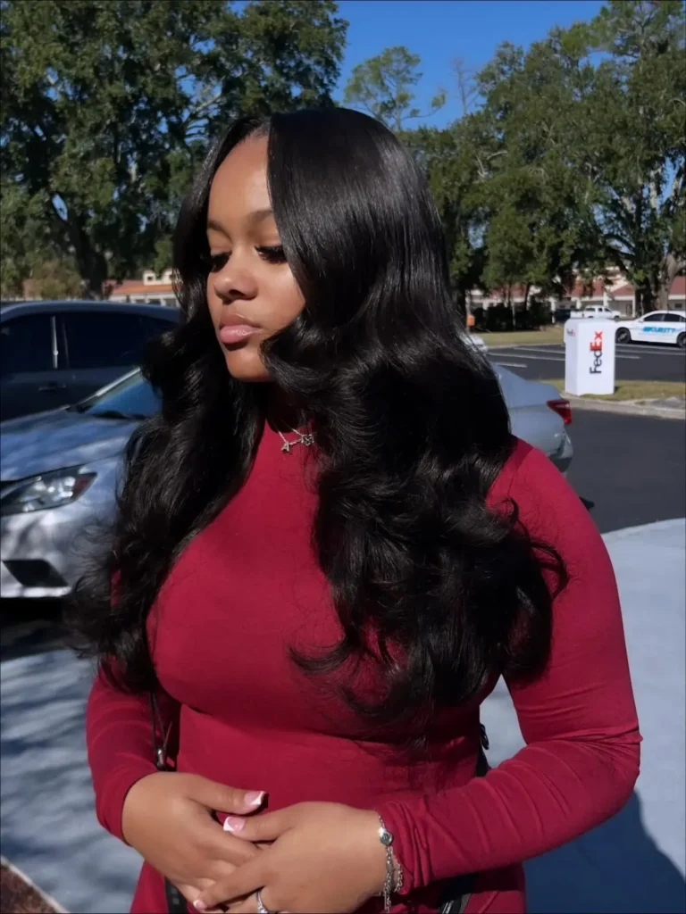 Classic Black Middle Part Waves