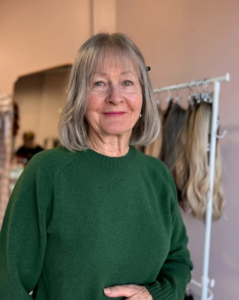 Classic Gray Curtain Bangs