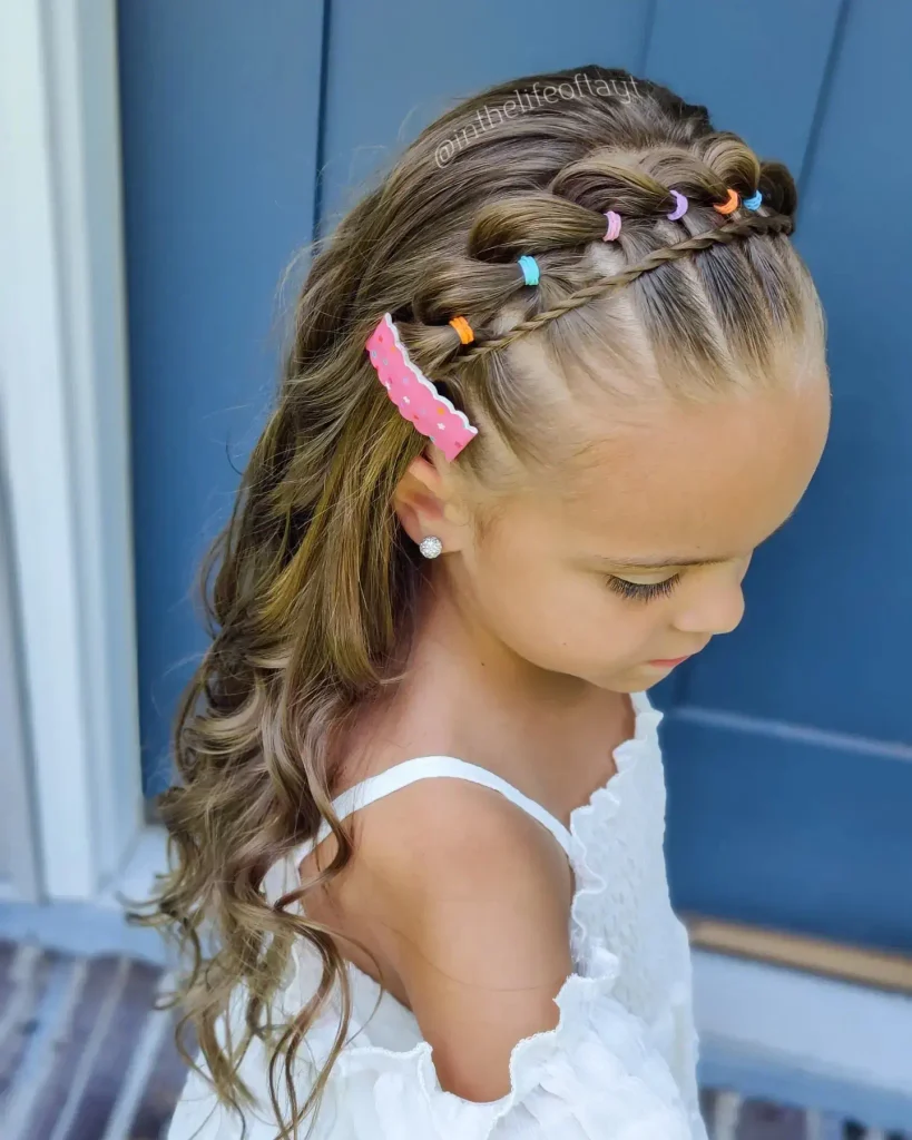 Colorful Beaded Crown Braids