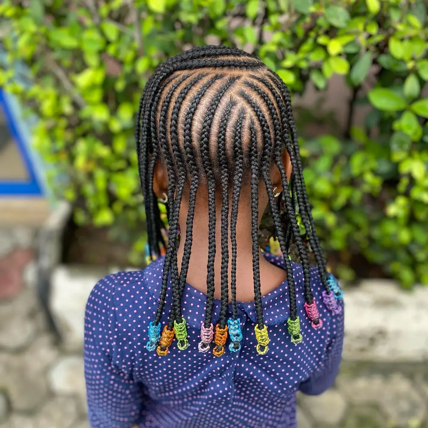 Colorful Beaded Straight Back Cornrows